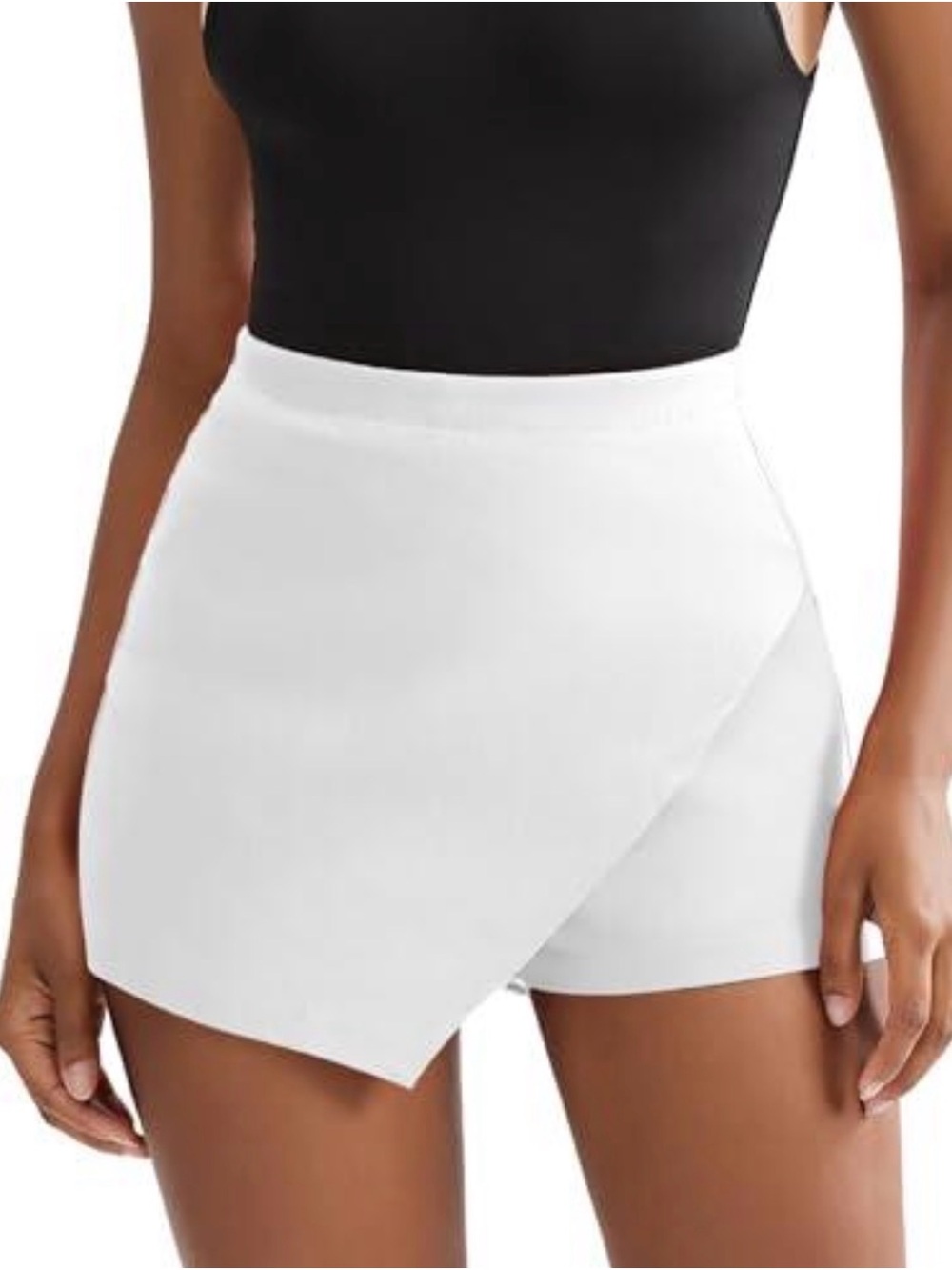 Endless rose High-Waist White Asymmetrical Skort Shorts